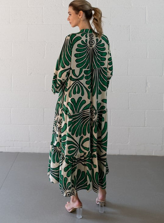 Erika - Bohème Kleid mit V-Ausschnitt und Blumendruck