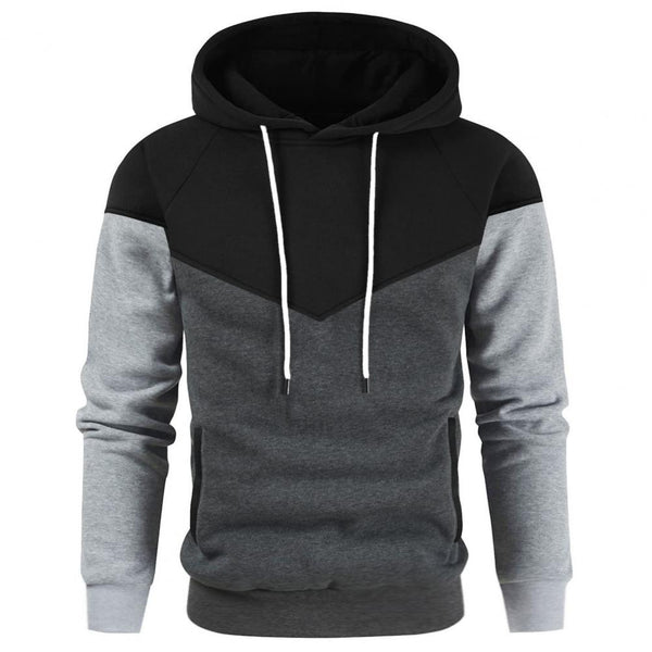 Theo - Driekleurige hoodie met rits steekzakken en capuchon