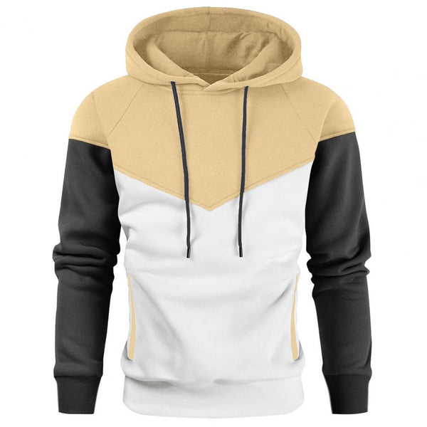 Theo - Driekleurige hoodie met rits steekzakken en capuchon