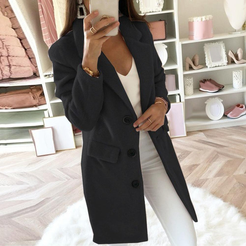 Nora - Elegante en comfortabele lange jas met knopen voor dames