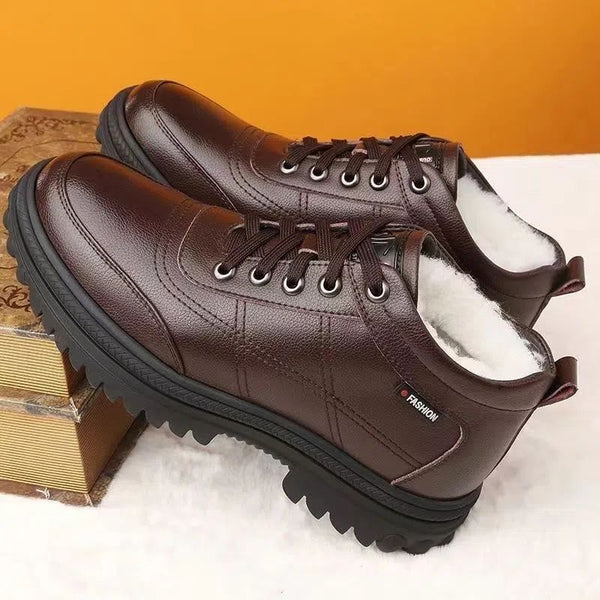 Skylar - Robuuste gevoerde leren winterschoenen anti-slip