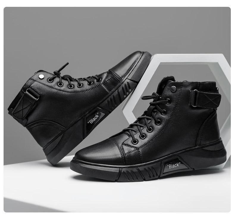 Allan - Alle schwarzen Leder-Sneakers